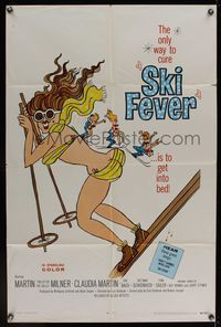 6k796 SKI FEVER 1sh '68 Curt Siodmak directed, Martin Milner, sexy art of bikini clad skier!