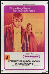 6k921 TWO PEOPLE int'l 1sh '73 Robert Wise directed, Peter Fonda, Lindsay Wagner!