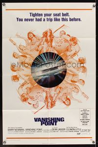 6k935 VANISHING POINT 1sh '71 car chase cult classic, you never had a trip like this before!
