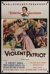 6k942 VIOLENT PATRIOT 1sh '60 Vittorio Gassman, Anna Maria Ferrero, sexy artwork!