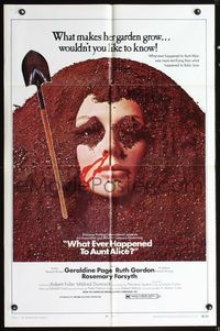 6k956 WHAT EVER HAPPENED TO AUNT ALICE? 1sh '69 creepy horror image of woman buried in garden!