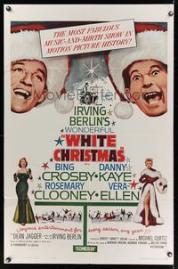 6k963 WHITE CHRISTMAS 1sh R61 Bing Crosby, Danny Kaye, Clooney, Vera-Ellen, musical classic!
