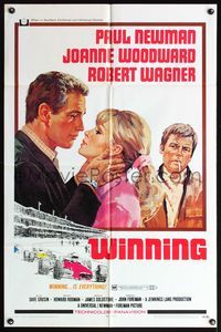 6k976 WINNING 1sh '69 Paul Newman, Joanne Woodward, Indy car racing art by Howard Terpning!