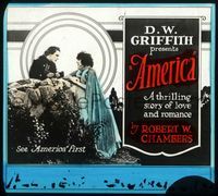 6m063 AMERICA glass slide '24 D.W. Griffith's thrilling story of love and romance!