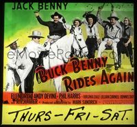 6m069 BUCK BENNY RIDES AGAIN glass slide '40 Jack Benny, Ellen Drew, Andy Devine, and Rochester!