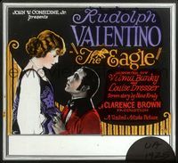6m073 EAGLE glass slide '25 romantic close up of Ruldolph Valentino & Vilma Banky!