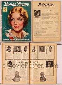 6m028 MOTION PICTURE magazine June 1933, c/u smiling art portrait of Helen Hayes by Marland Stone!