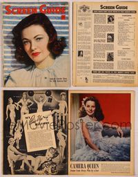 6m044 SCREEN GUIDE magazine September 1944, portrait of beautiful Gene Tierney by Frank Powolny!