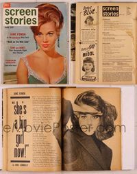 6m055 SCREEN STORIES magazine March 1962, sexy Jane Fonda as Kitty Twist in Walk on the Wild Side!