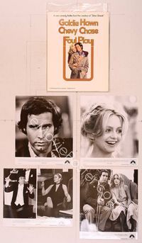 6m126 FOUL PLAY presskit '78 Lettick art of Goldie Hawn & Chevy Chase, screwball comedy!