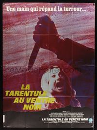 6p476 BLACK BELLY OF THE TARANTULA French 1p '72 terrified girl attacked by knife-wielding killer!