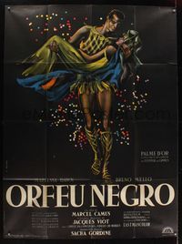 6p478 BLACK ORPHEUS French 1p R61 Marcel Camus' Orfeu Negro, great art by Georges Allard!