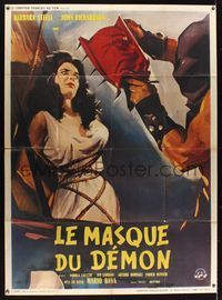 6p479 BLACK SUNDAY French 1p '61 Mario Bava, classic image of Barbara Steele with executioner!