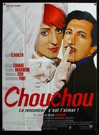 6p494 CHOUCHOU French 1p '03 wacky image of Gad Elmaleh in bride's dress with Alain Chabat!