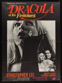 6p511 DRACULA HAS RISEN FROM THE GRAVE French 1p '69 different image of Chris Lee & sexy vampire!