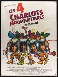 6p529 FOUR CHARLOTS MUSKETEERS French 1p '74 Les Quatre Charlots Mousquetaires, art by Ferracci!