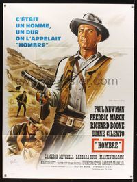 6p543 HOMBRE French 1p '66 different art of Paul Newman by Boris Grinsson, directed by Martin Ritt!