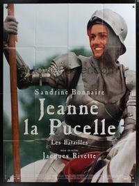 6p552 JOAN THE MAID I French 1p '94 close up of Sandrine Bonnaire in armor on horse!