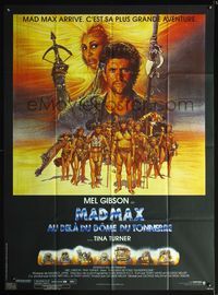 6p586 MAD MAX BEYOND THUNDERDOME French 1p '85 art of Mel Gibson & Tina Turner by Richard Amsel!