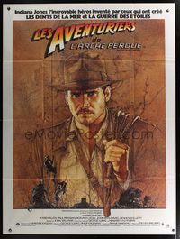 6p622 RAIDERS OF THE LOST ARK French 1p '81 great art of adventurer Harrison Ford by Richard Amsel!