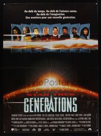 6p653 STAR TREK: GENERATIONS French 1p '94 Patrick Stewart, William Shatner, cool sci-fi art!