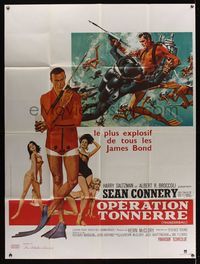 6p673 THUNDERBALL French 1p R80s art of Sean Connery as James Bond 007 by Robert McGinnis!