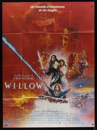 6p695 WILLOW French 1p '88 George Lucas & Ron Howard, art of Kilmer & cast by Brian Bysouth!