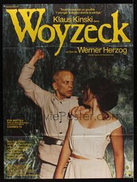 6p698 WOYZECK French 1p '79 Werner Herzog, c/u of crazed Klaus Kinski about to hit Eva Mattes!