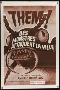 6p008 THEM French 32x47 R70s classic sci-fi, cool completely different art of giant monster bug!