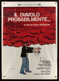 6p342 DEVIL PROBABLY Italian 1p '78 Robert Bresson's Le diable probablement, wacky art by Savignac!