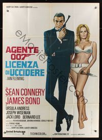 6p344 DR. NO Italian 1p R71 art of Sean Connery as gentleman spy James Bond + sexy Ursula Andress!