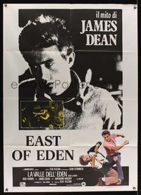 6p346 EAST OF EDEN Italian 1p R80s cool different close up of James Dean, directed by Elia Kazan!