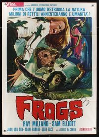 6p358 FROGS Italian 1p '72 wild completely different horror art without title frogs shown!