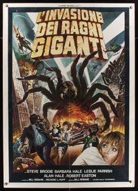 6p362 GIANT SPIDER INVASION Italian 1p '76 great sci-fi art of enormous bugs terrorizing city!