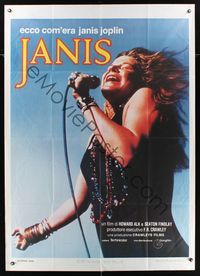6p376 JANIS Italian 1p '75 great image of Joplin singing into microphone, rock & roll!