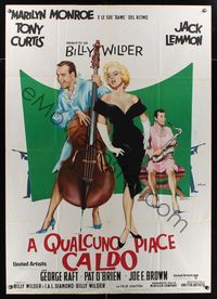 6p425 SOME LIKE IT HOT Italian 1p R70s different art of sexy Monroe, Curtis & Lemmon by Olivetti!