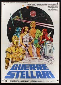 6p429 STAR WARS Italian 1p R80s George Lucas classic sci-fi epic, different art by Papuzza!