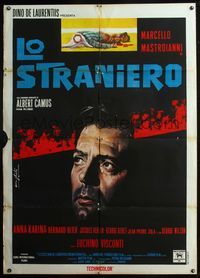 6p431 STRANGER Italian 1p '68 Luchino Visconti's Lo Straniero, art of Mastroianni by Enzo Nistri!