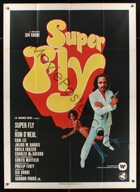 6p433 SUPER FLY Italian 1p '72 great different art of Ron O'Neal with sexy girl by Ferrini!
