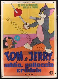 6p441 TOM & JERRY Italian 1p '72 great Hanna-Barbera cat & mouse cartoon image!
