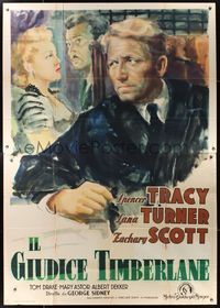 6p024 CASS TIMBERLANE Italian 2p '48 great different art of Spencer Tracy & Lana Turner by Brini!