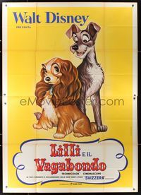 6p051 LADY & THE TRAMP Italian 2p R66 Walt Disney romantic canine dog classic cartoon!