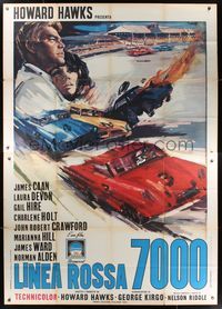 6p062 RED LINE 7000 Italian 2p '65 Howard Hawks, James Caan, different car racing art by Avelli!