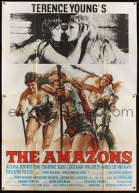 6p071 WAR GODDESS Italian 2p export '74 artwork of sexy half-dressed women warriors, The Amazons!