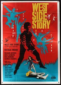 6p073 WEST SIDE STORY Italian 2p R64 Academy Award winning classic musical, different art by Nano!