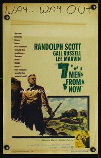 6p081 7 MEN FROM NOW WC '56 Budd Boetticher, great full-length art of Randolph Scott with rifle!