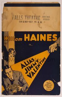 6p087 ALIAS JIMMY VALENTINE WC '28 great art of William Haines being caught cracking a safe!