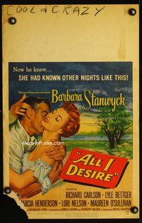 6p088 ALL I DESIRE WC '53 great close up art of sexy Barbara Stanwyck & Richard Carlson!
