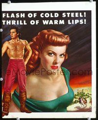 6p096 AT SWORD'S POINT WC '52 full-length Cornel Wilde, super close up of sexy Maureen O'Hara!