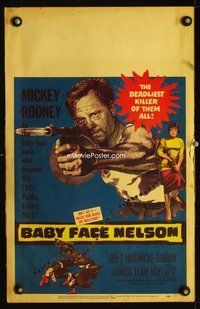 6p097 BABY FACE NELSON WC '57 great art of Public Enemy No. 1 Mickey Rooney firing tommy gun!